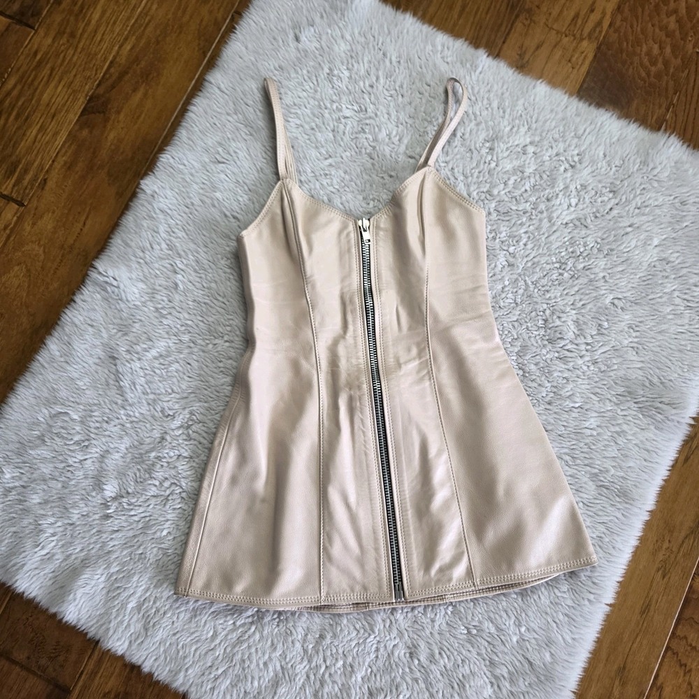 Agatha Blois Leather Mini Dress Women's Medium Full Zip Sleeveless New York